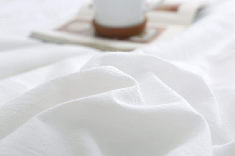 Meaning4 White Bed Pillow Covers Shams Cases with Long Ruffles Standard Size Cotton Shabby Chic Pillowcases 20"X26" 2pcs Soft - Image 4